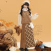 Women-Winter-Fashion-Hanfu-Round-Neck-Brown-Daily-Set-1 Women Winter Fashion Hanfu Round Neck Brown Daily Set