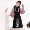 Women-Winter-Hanfu-Purple-Daily-Set-with-Mamian-Skirt-2 Women Winter Hanfu Purple Daily Set with Mamian Skirt