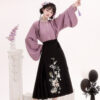 Women-Winter-Hanfu-Purple-Daily-Set-with-Mamian-Skirt-4 Women Winter Hanfu Purple Daily Set with Mamian Skirt