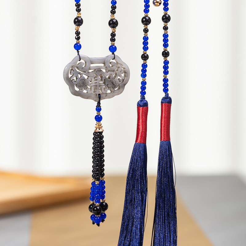 Classic-Blue-Necklace-Ming-Dynasty-Hanfu-Accessory-Long-Style-Yingluo-2 Classic Blue Necklace Ming Dynasty Hanfu Accessory Long Style Yingluo