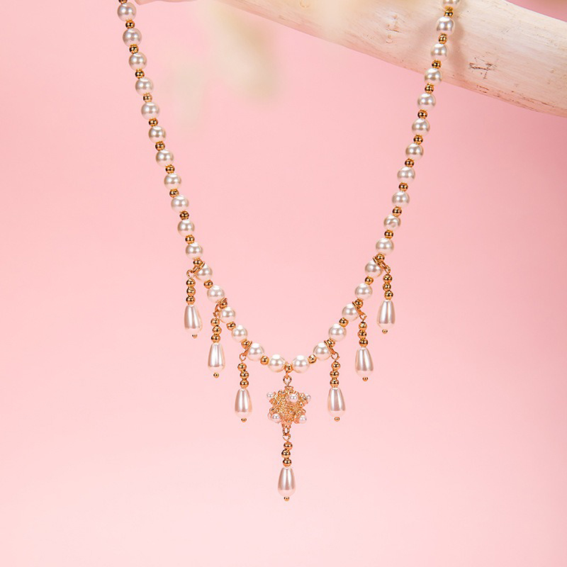 Classic-Pearl-Necklace-Yingluo-Ming-Dynasty-Style-Accessories-Vintage-Hanfu-Handmade-Jewelry-2 Classic Pearl Necklace Yingluo Ming Dynasty-Style Accessories Vintage Hanfu Handmade Jewelry