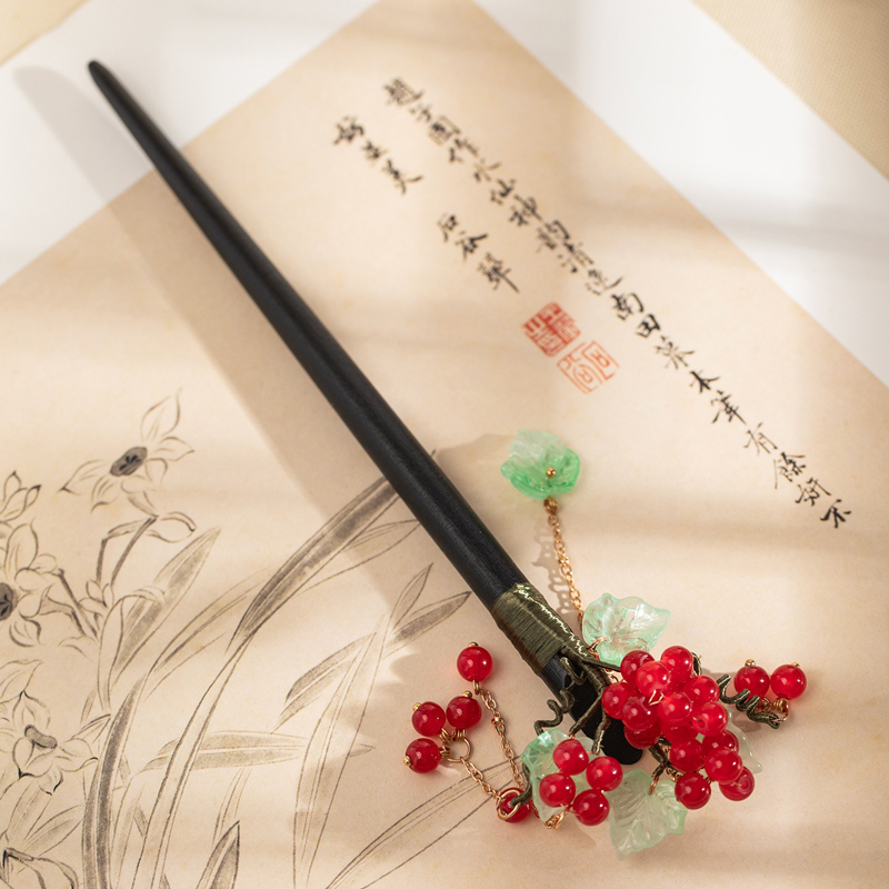 Classic-Wooden-Hairpin-for-Hanfu-Minimalist-Berry-Inspired-Spring-Festival-Hair-Ornament-2 Classic Wooden Hairpin for Hanfu Minimalist Berry Inspired Spring Festival Hair Ornament