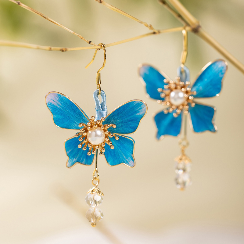 Handmade Intangible Cultural Heritage Hanfu Earrings Butterfly Ronghua