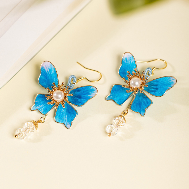 Handmade-Intangible-Cultural-Heritage-Hanfu-Earrings-Butterfly-Ronghua-3 Handmade Intangible Cultural Heritage Hanfu Earrings Butterfly Ronghua