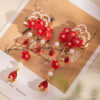 Hanfu-New-Year-Hair-Accessory-for-Children-Cherry-Blossom-Hair-Clip-with-Red-Petals-1 New Handcrafted Intangible Cultural Heritage Silk Earrings Classic Cheongsam Red Tassel Earrings
