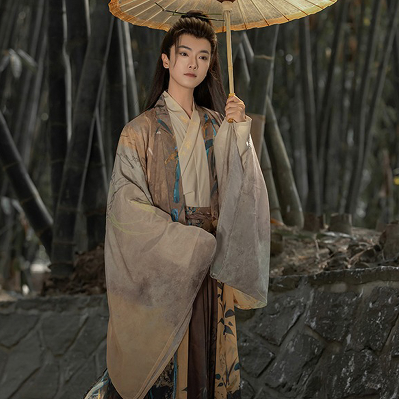 Men-Martial-Arts-Qiyao-Hanfu-Wei-Jin-Style-Attire-with-Wide-Sleeves-1 Classic Blue Necklace Ming Dynasty Hanfu Accessory Long Style Yingluo