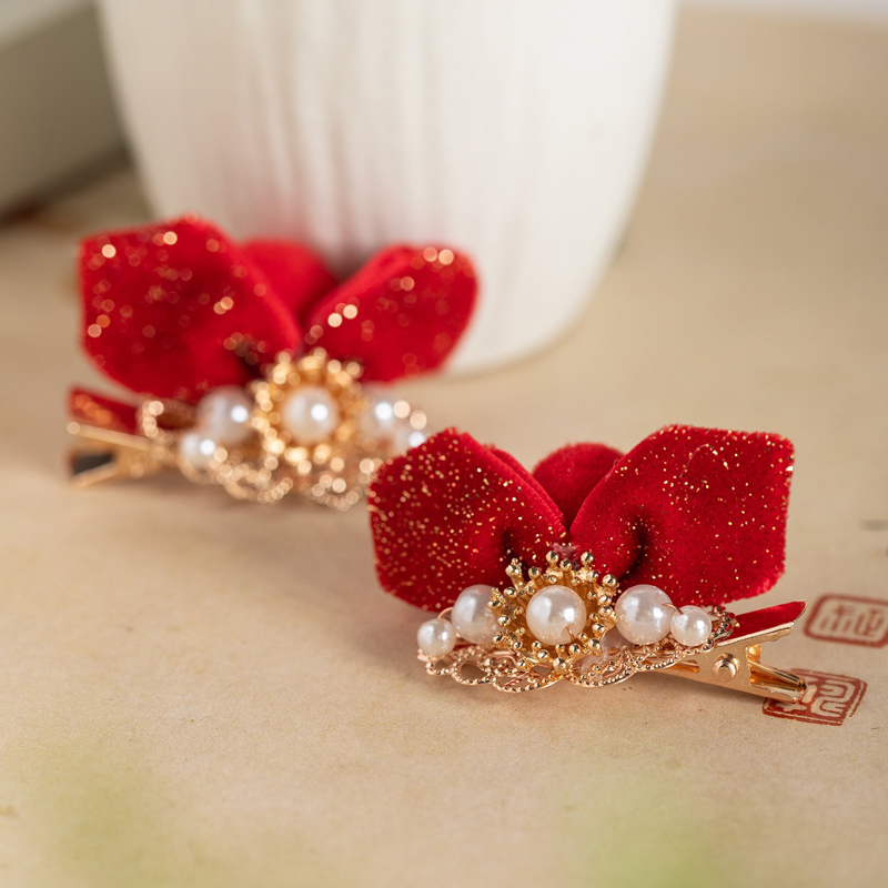 New-Year-Children-Hair-Clip-Red-Festive-Bow-Hair-Ornament-1 New Year Children Hair Clip Red Festive Bow Hair Ornament