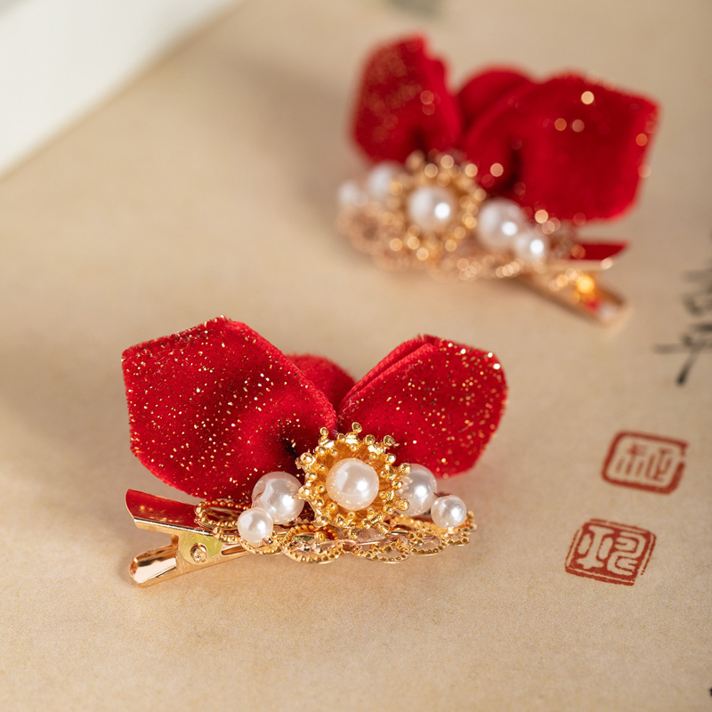 New-Year-Children-Hair-Clip-Red-Festive-Bow-Hair-Ornament-3 New Year Children Hair Clip Red Festive Bow Hair Ornament