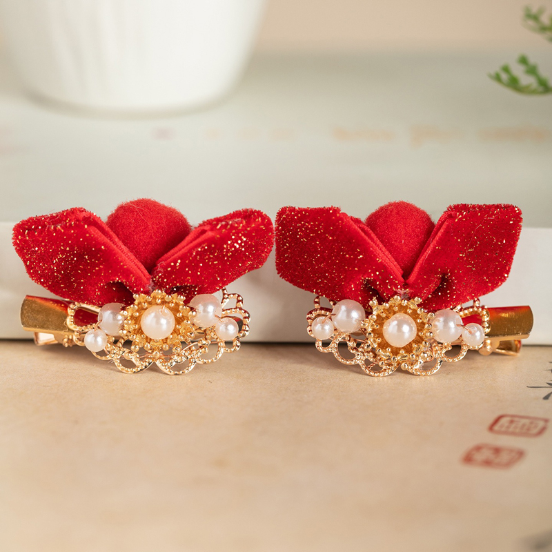 New-Year-Children-Hair-Clip-Red-Festive-Bow-Hair-Ornament-4 New Year Children Hair Clip Red Festive Bow Hair Ornament