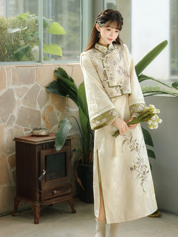Women Spring Cheongsam Set New Vest Elegant Attire