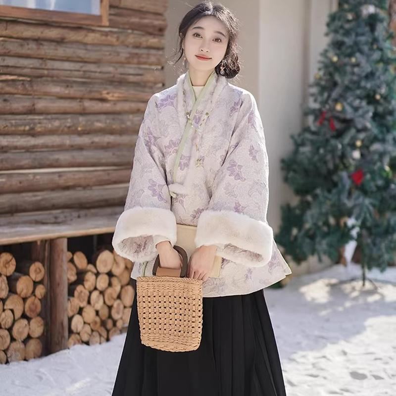 Women-Winter-Mamian-Aoqun-Set-Casual-Ming-Dynasty-Hanfu-1 Women Winter Mamian Aoqun Set Casual Ming Dynasty Hanfu