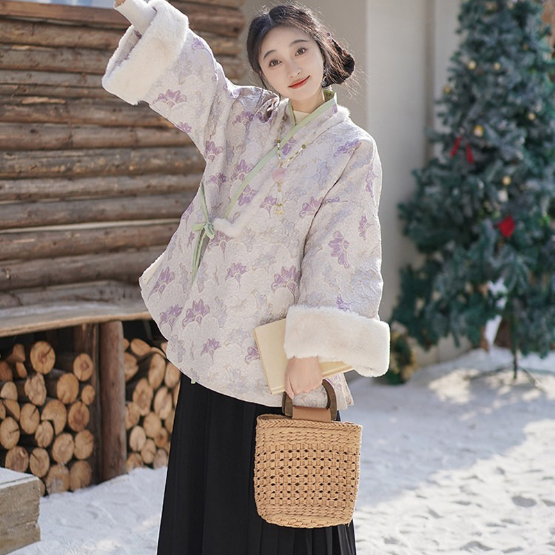 Women-Winter-Mamian-Aoqun-Set-Casual-Ming-Dynasty-Hanfu-2 Women Winter Mamian Aoqun Set Casual Ming Dynasty Hanfu