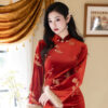 Women-Winter-Red-Cheongsam-New-Year-Style-Elegant-Long-Sleeved-Koi-Qipao-3 Women Winter Red Cheongsam New Year Style Elegant Long-Sleeved Koi Qipao