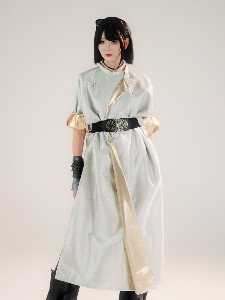 Couple Tang Dynasty Round-Neck Robes in Light Colors Loose-Fitting Martial Arts-Style Hanfu