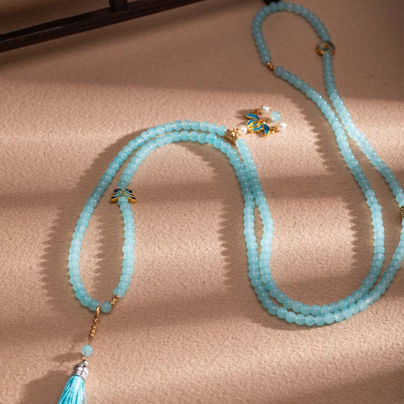Light-Blue-Chinese-Style-Necklace-Cheongsam-Accessory-Hanfu-Element-Jewelry-2 Light Blue Chinese-Style Necklace Cheongsam Accessory Hanfu Element Jewelry