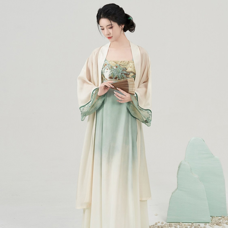 Tang-Dynasty-inspired-Hanfu-style-strapless-dress-set-with-Han-elements-summer-two-piece-ensemble-4 Qing Shan Xing (青山行)