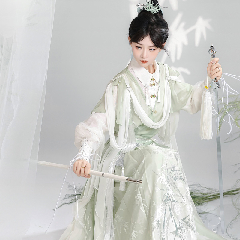 Women-Martial-Arts-Hanfu-Chinese-Style-Bamboo-Leaf-Wuxia-Flowing-Attire-1 Women Martial Arts Hanfu Chinese-Style Bamboo Leaf Wuxia Flowing Attire