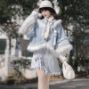 Women-Winter-Hanfu-Blue-Fashionable-Fluffy-Skirt-Set-2 Women Winter Hanfu Blue Fashionable Fluffy Skirt Set