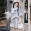 Women-Winter-Hanfu-Blue-Fashionable-Fluffy-Skirt-Set-3 Women Winter Hanfu Blue Fashionable Fluffy Skirt Set