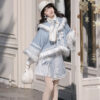 Women-Winter-Hanfu-Blue-Fashionable-Fluffy-Skirt-Set-4 Women Winter Hanfu Blue Fashionable Fluffy Skirt Set