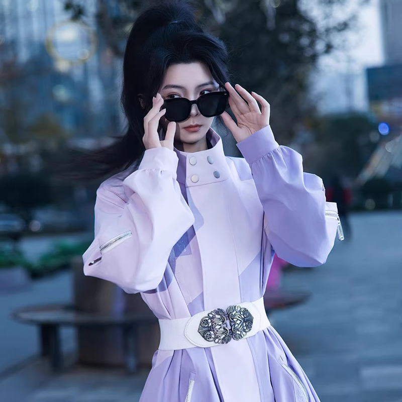Women's-Hanfu-Round-Neck-Robe-Fashionable-Windbreaker-Outdoor-Jacket-1 Violet Vanguard