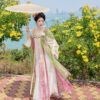 Women's-Pink-Qixiong-Shanqun-Tang-Dynasty-Embroidered-Hanfu-Duijin-Shirt-2 Women's Pink Qixiong Shanqun Tang Dynasty Embroidered Hanfu Duijin Shirt