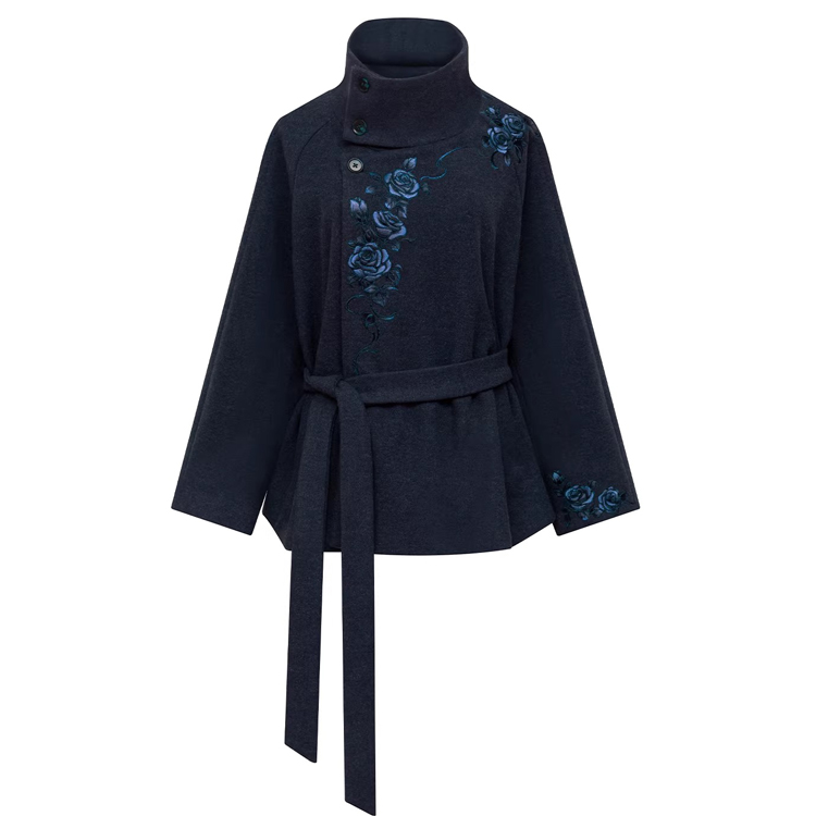New Chinese Style Windproof Blue Coat Fishtail Skirt Casual Hanfu Set