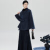 New-Chinese-Style-Windproof-Blue-Coat-Fishtail-Skirt-Casual-Hanfu-Set-3 New Chinese Style Windproof Blue Coat Fishtail Skirt Casual Hanfu Set