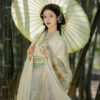Wei-Jin-Style-Women-Hanfu-Set-in-Beige-Qiyao-Ruqun-for-Spring-1 Wei-Jin Style Women Hanfu Set in Beige Qiyao Ruqun for Spring
