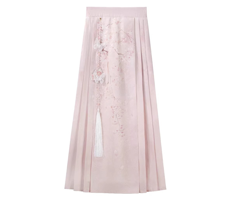 Women Spring Hanfu Ming Dynasty Style Pink Mamian Skirt