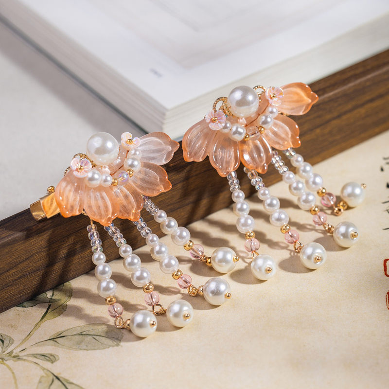 Children's-Tassel-Hairclips-Hanfu-Style-Hairpins-Orange-Patterned-Ancient-Style-Hair-Accessories-2 Children's Tassel Hairclips Hanfu-Style Hairpins Orange-Patterned Ancient-Style Hair Accessories