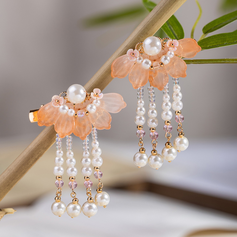 Children's-Tassel-Hairclips-Hanfu-Style-Hairpins-Orange-Patterned-Ancient-Style-Hair-Accessories-3 Children's Tassel Hairclips Hanfu-Style Hairpins Orange-Patterned Ancient-Style Hair Accessories