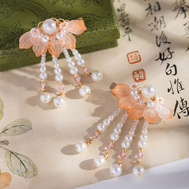 Children's-Tassel-Hairclips-Hanfu-Style-Hairpins-Orange-Patterned-Ancient-Style-Hair-Accessories-4 Children's Tassel Hairclips Hanfu-Style Hairpins Orange-Patterned Ancient-Style Hair Accessories