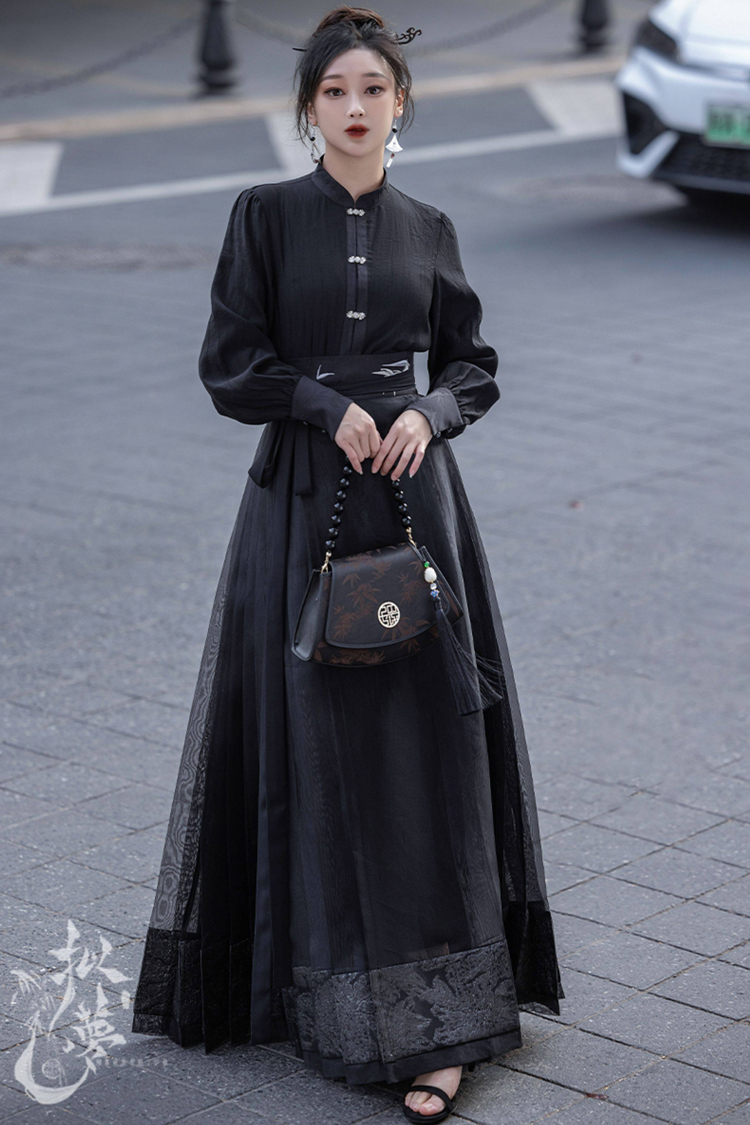 Everyday Women's Ming Dynasty Hanfu Mamian Skirt Fashionable Retro Set