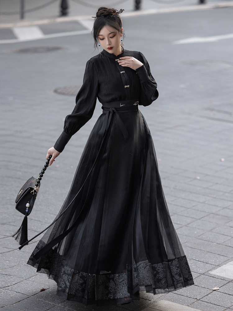 Everyday Women's Ming Dynasty Hanfu Mamian Skirt Fashionable Retro Set