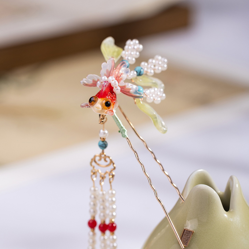 Goldfish-Hanfu-Hairpin-Buyao-Tassel-Hair-Accessory-1 Goldfish Hanfu Hairpin Buyao Tassel Hair Accessory