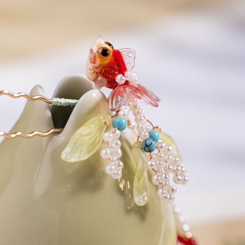 Goldfish-Hanfu-Hairpin-Buyao-Tassel-Hair-Accessory-3 Goldfish Hanfu Hairpin Buyao Tassel Hair Accessory