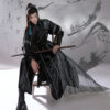 Men-Martial-Arts-Hanfu-Set-Black-Long-Round-Neck-Robe-1 Men Martial Arts Hanfu Set Black Long Round-Neck Robe