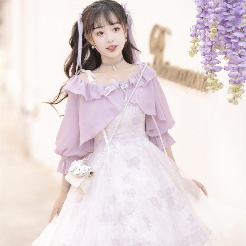Modern-Women-Dress-Purple-Daily-Short-Dress-Hanfu-Elements-3 Modern Women Dress Purple Daily Short Dress Hanfu Elements