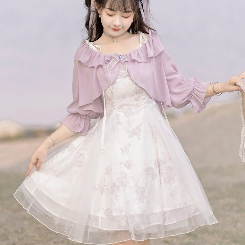 Modern-Women-Dress-Purple-Daily-Short-Dress-Hanfu-Elements-4 Modern Women Dress Purple Daily Short Dress Hanfu Elements