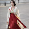 Song-Dynasty-Women-Hanfu-Red-Summer-Street-Style-4 Song Dynasty Women Hanfu Red Summer Street Style