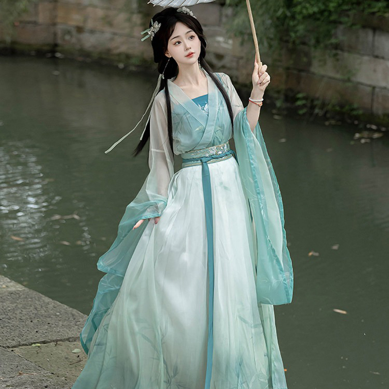 Spring-Women-Hanfu-Qiyao-Ruqun-Wuxia-Cape-3 Spring Women Hanfu Qiyao Ruqun Wuxia Cape