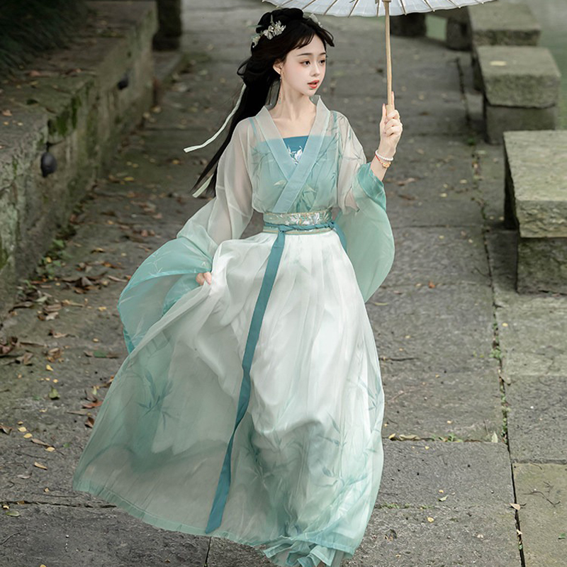 Spring-Women-Hanfu-Qiyao-Ruqun-Wuxia-Cape-4 Spring Women Hanfu Qiyao Ruqun Wuxia Cape