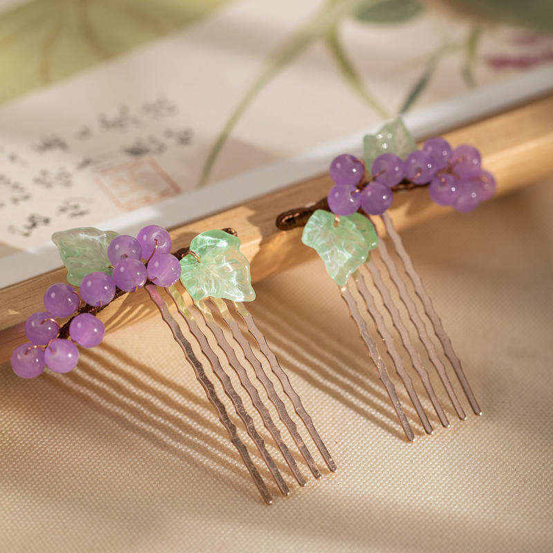 Women-Hanfu-Hair-Clip-Simple-Purple-Grape-Hair-Accessory-2 Women Hanfu Hair Clip Simple Purple Grape Hair Accessory