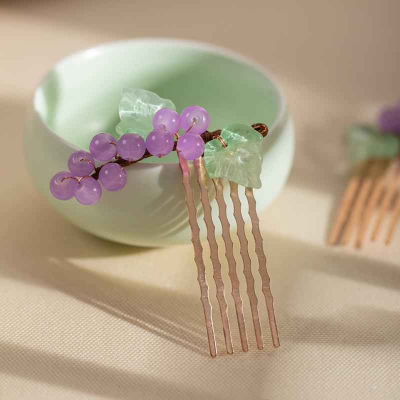 Women-Hanfu-Hair-Clip-Simple-Purple-Grape-Hair-Accessory-3 Women Hanfu Hair Clip Simple Purple Grape Hair Accessory