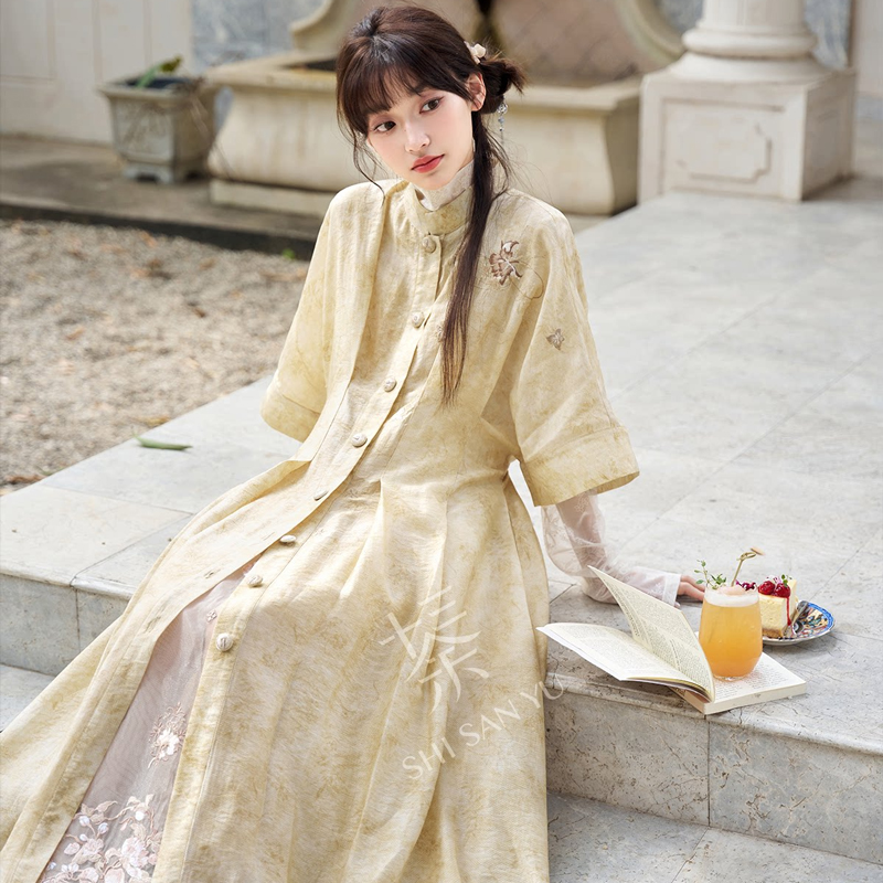 Women-Spring-Hanfu-Casual-Simple-Dress-Set-3 Song Dynasty Style Women Hanfu Summer Casual Retro Artistic Set
