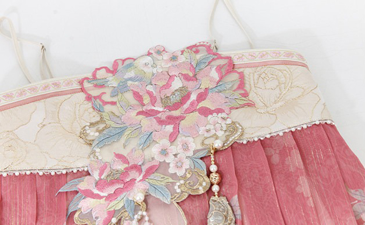 Women Summer Tang Dynasty Hanfu Qixiong Shanqun Pink Cute Set