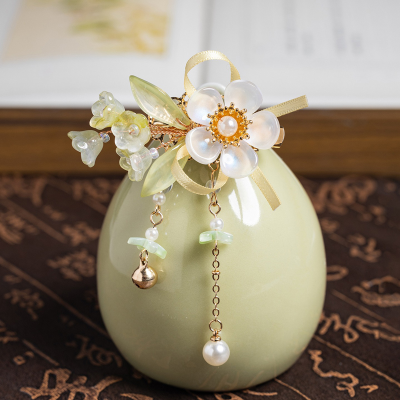 Children-Hanfu-Accessories-Green-Lily-of-the-Valley-Flower-Matching-Clips-for-Girls-Classical-Accessories-2 Children Hanfu Accessories Green Lily of the Valley Flower Matching Clips for Girls Classical Accessories