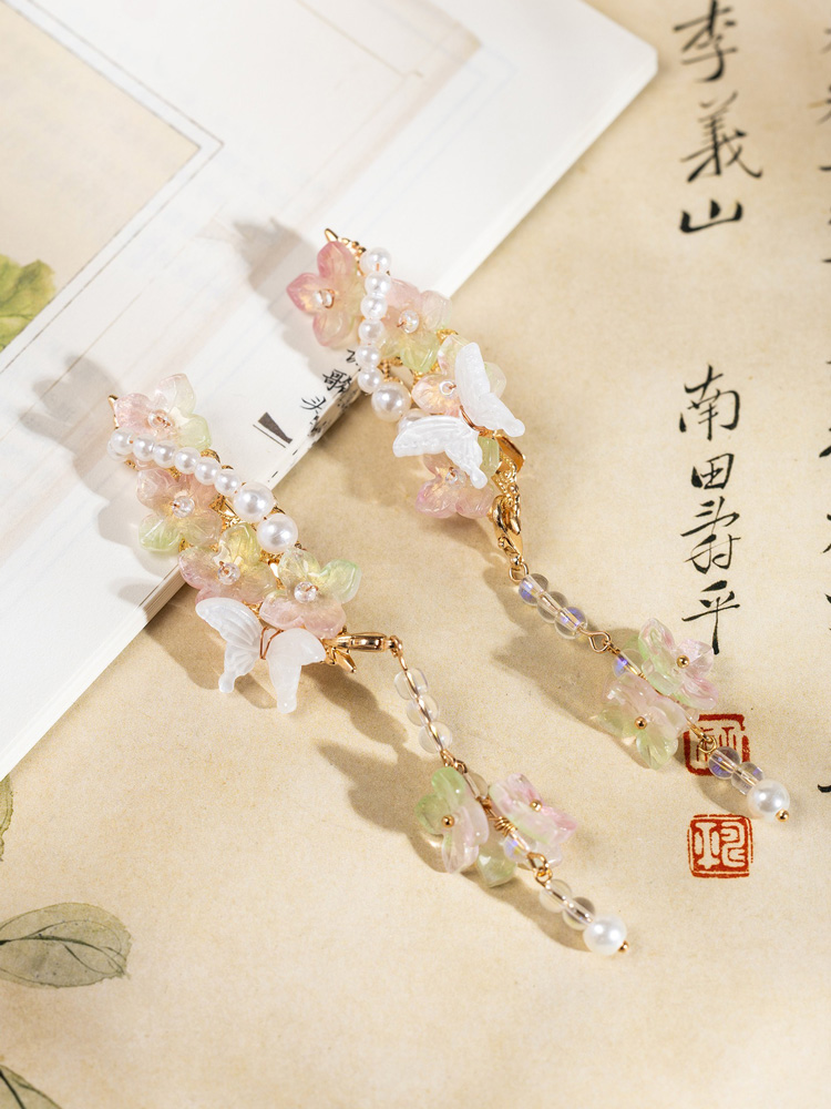Classic-style Women Hair Clips Hanfu-inspired Tassel Hair Accessories Cute Butterfly and Flower Clips Graceful Butterfly
