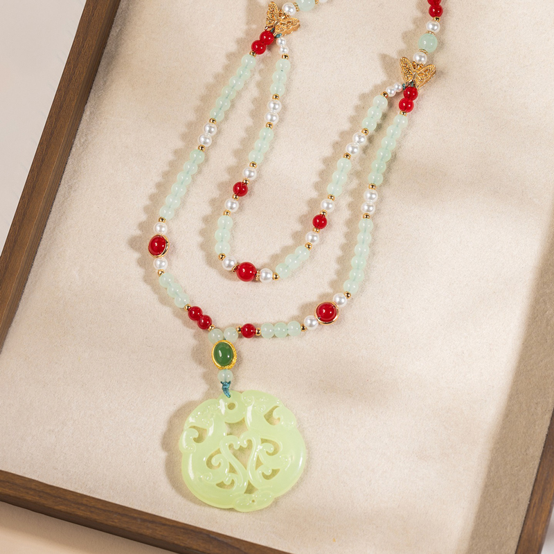 Hanfu-Accessories-Jade-Pendant-Necklace-Retro-Double-Layer-Neck-Ornament-2 Hanfu Accessories Jade Pendant Necklace Retro Double-Layer Neck Ornament
